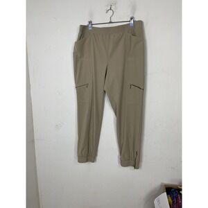 Chico's Zenergy Women's Size 2 (L XL 12 14) Khaki Jogger Ankle Pants Zip Pockets